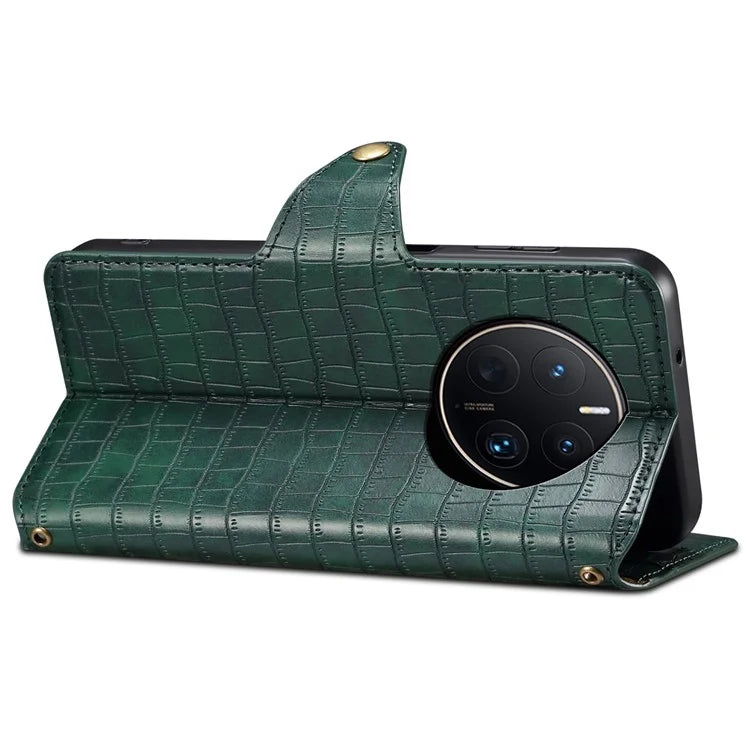 For Huawei Mate 50 Pro 4G Stand Case Crocodile Texture Wallet Leather Phone Cover