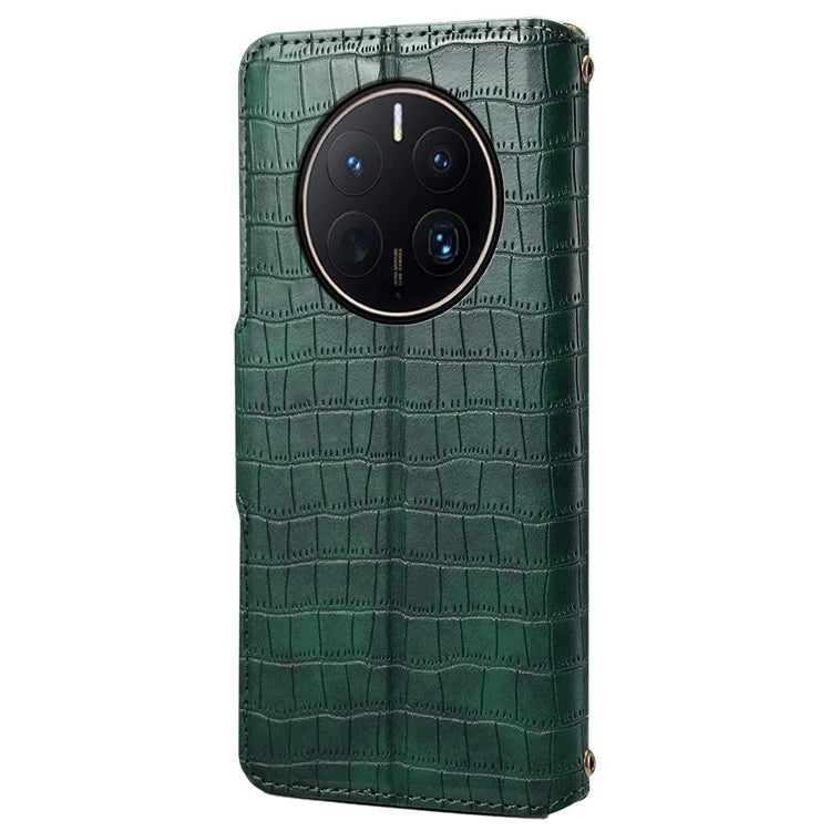 For Huawei Mate 50 Pro 4G Stand Case Crocodile Texture Wallet Leather Phone Cover