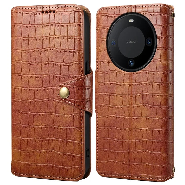 For Huawei Mate 60 Case Crocodile Texture Leather Phone Cover with Card Slots