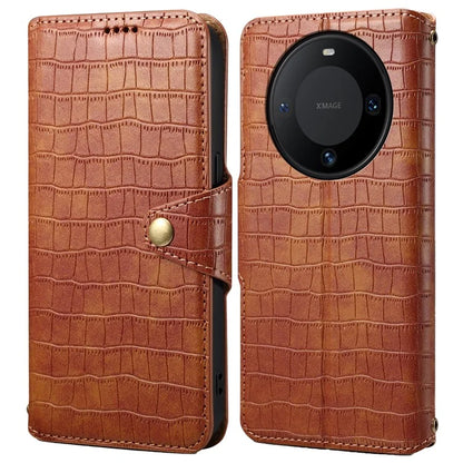 For Huawei Mate 60 Case Crocodile Texture Leather Phone Cover with Card Slots
