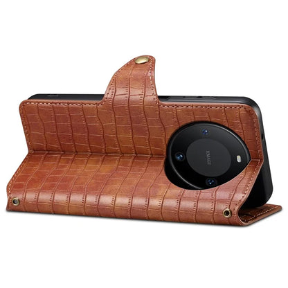For Huawei Mate 60 Case Crocodile Texture Leather Phone Cover with Card Slots