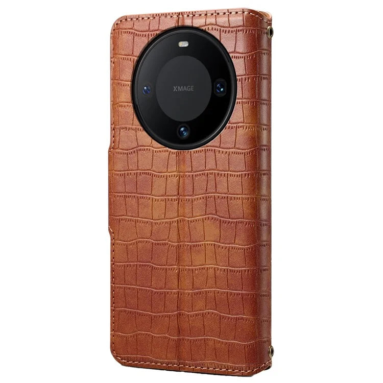 For Huawei Mate 60 Case Crocodile Texture Leather Phone Cover with Card Slots