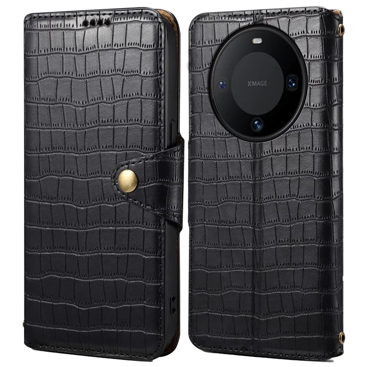 For Huawei Mate 60 Case Crocodile Texture Leather Phone Cover with Card Slots