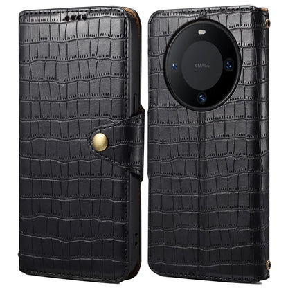 For Huawei Mate 60 Case Crocodile Texture Leather Phone Cover with Card Slots
