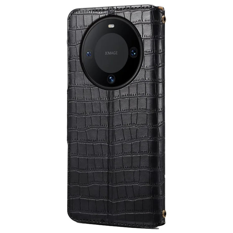 For Huawei Mate 60 Case Crocodile Texture Leather Phone Cover with Card Slots