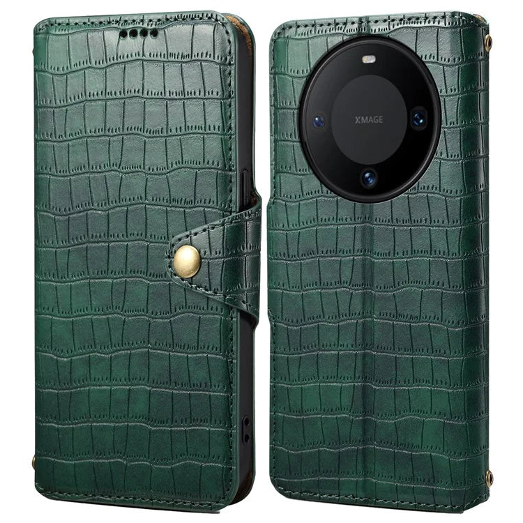For Huawei Mate 60 Case Crocodile Texture Leather Phone Cover with Card Slots