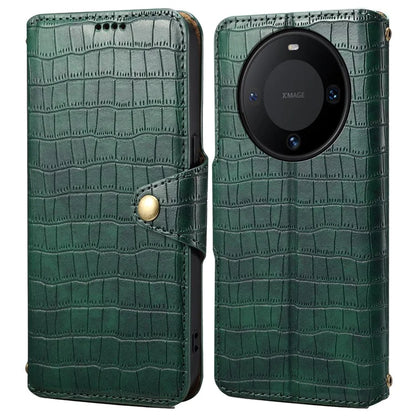 For Huawei Mate 60 Case Crocodile Texture Leather Phone Cover with Card Slots