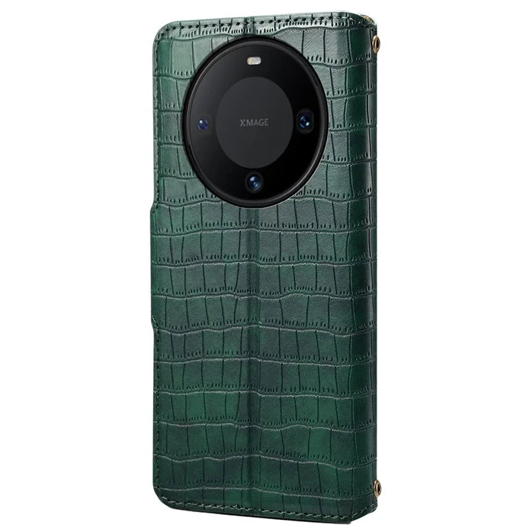 For Huawei Mate 60 Case Crocodile Texture Leather Phone Cover with Card Slots