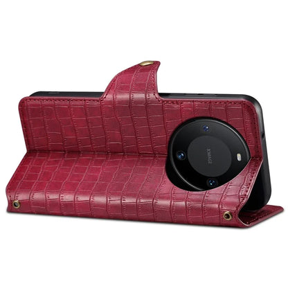 For Huawei Mate 60 Case Crocodile Texture Leather Phone Cover with Card Slots