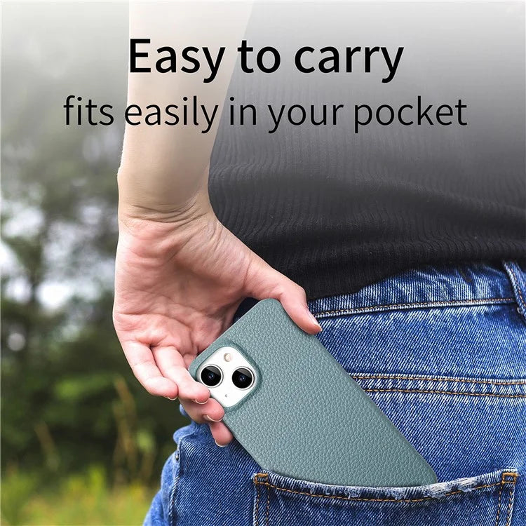 Y1 For iPhone 14 / 13 Case Litchi Texture PU Leather Coated PC Phone Cover