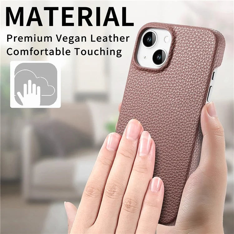 Y1 For iPhone 14 / 13 Case Litchi Texture PU Leather Coated PC Phone Cover