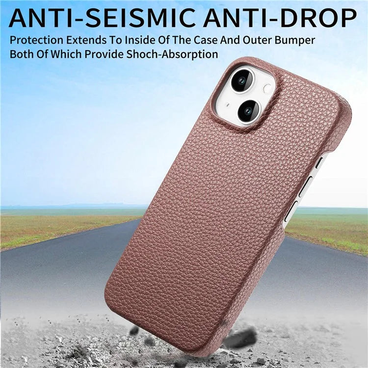 Y1 For iPhone 14 / 13 Case Litchi Texture PU Leather Coated PC Phone Cover