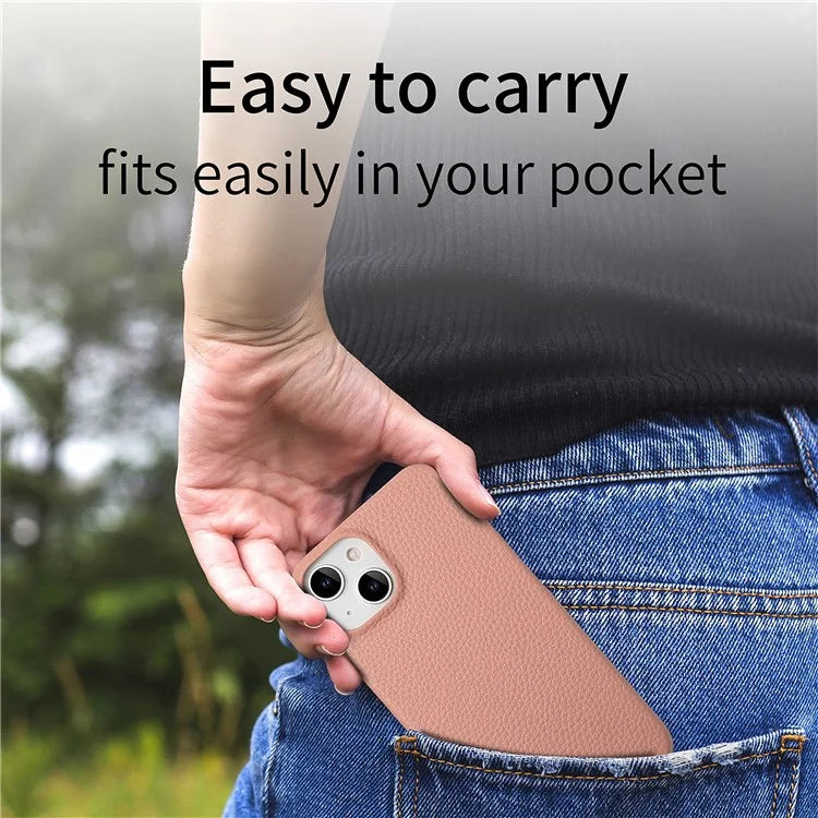 Y1 For iPhone 14 / 13 Case Litchi Texture PU Leather Coated PC Phone Cover