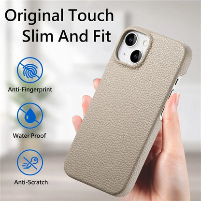 Y1 For iPhone 14 / 13 Case Litchi Texture PU Leather Coated PC Phone Cover
