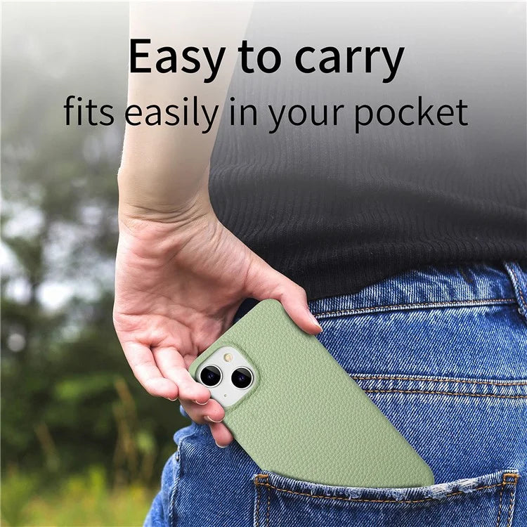 Y1 For iPhone 14 / 13 Case Litchi Texture PU Leather Coated PC Phone Cover