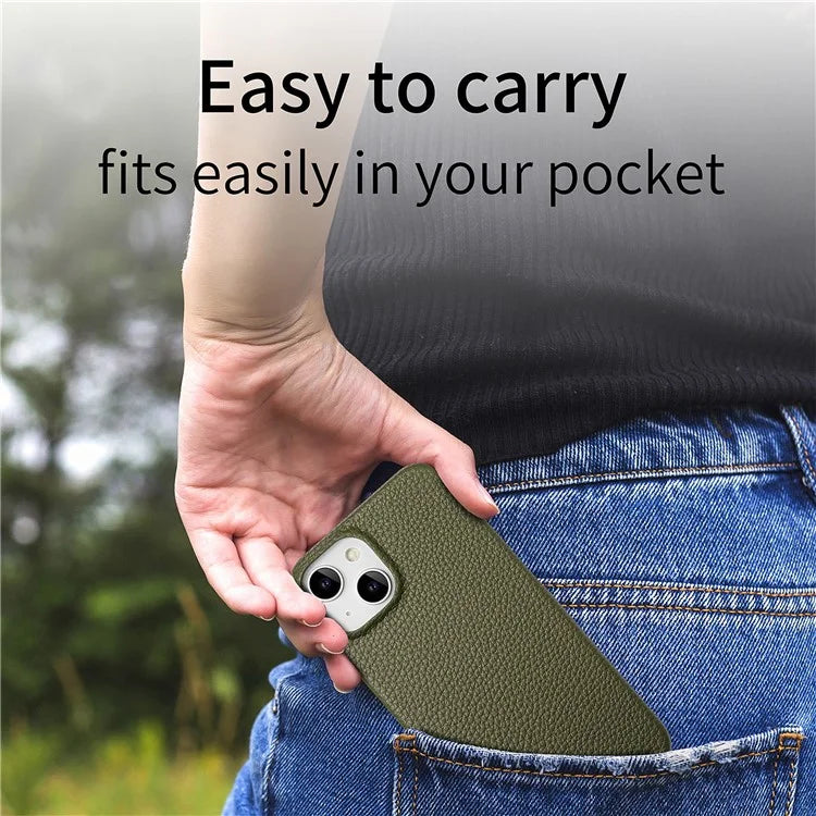 Y1 For iPhone 14 / 13 Case Litchi Texture PU Leather Coated PC Phone Cover
