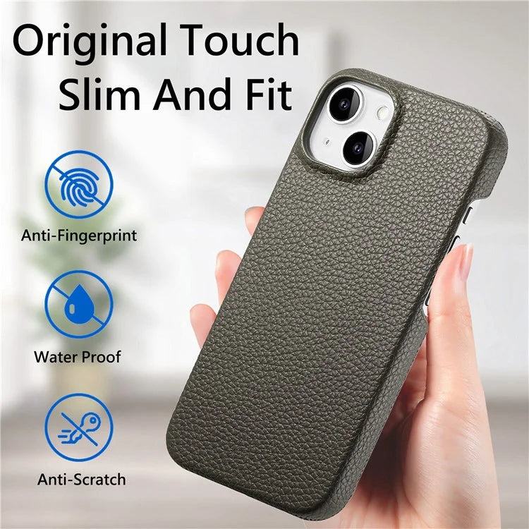 Y1 For iPhone 14 / 13 Case Litchi Texture PU Leather Coated PC Phone Cover