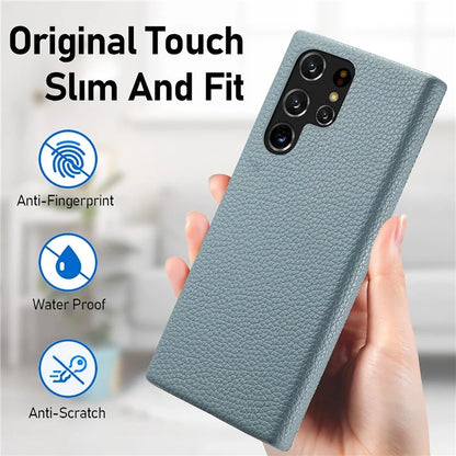 Y1 For Samsung Galaxy S22 Ultra 5G Slim Case Litchi Texture PU+PC Phone Cover
