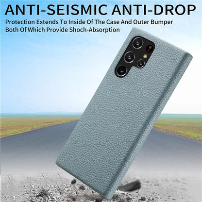 Y1 For Samsung Galaxy S22 Ultra 5G Slim Case Litchi Texture PU+PC Phone Cover