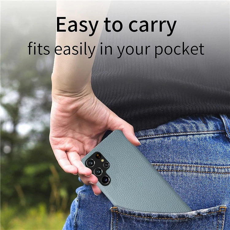 Y1 For Samsung Galaxy S22 Ultra 5G Slim Case Litchi Texture PU+PC Phone Cover