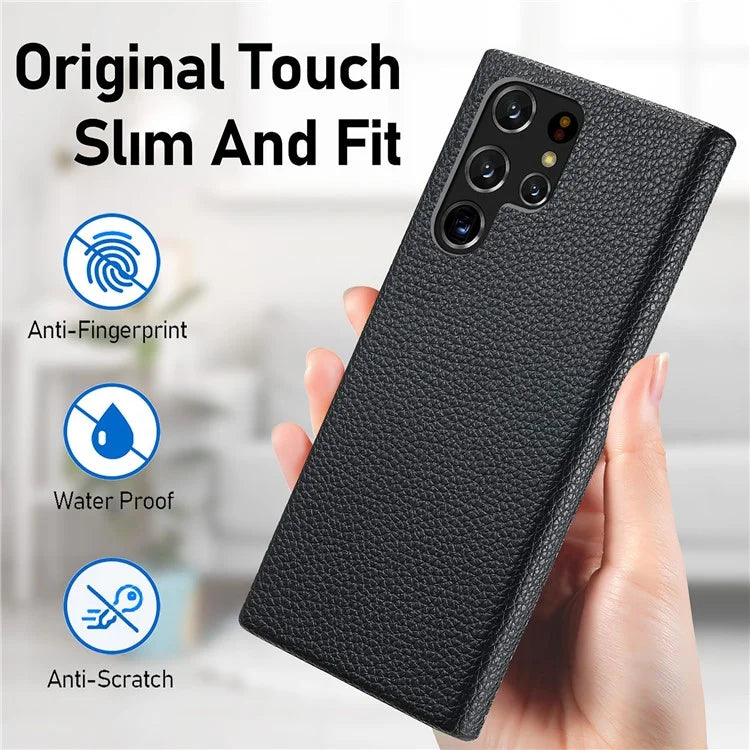 Y1 For Samsung Galaxy S22 Ultra 5G Slim Case Litchi Texture PU+PC Phone Cover
