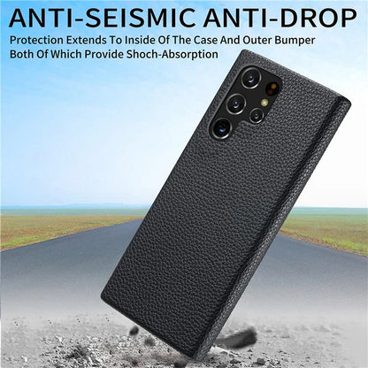 Y1 For Samsung Galaxy S22 Ultra 5G Slim Case Litchi Texture PU+PC Phone Cover