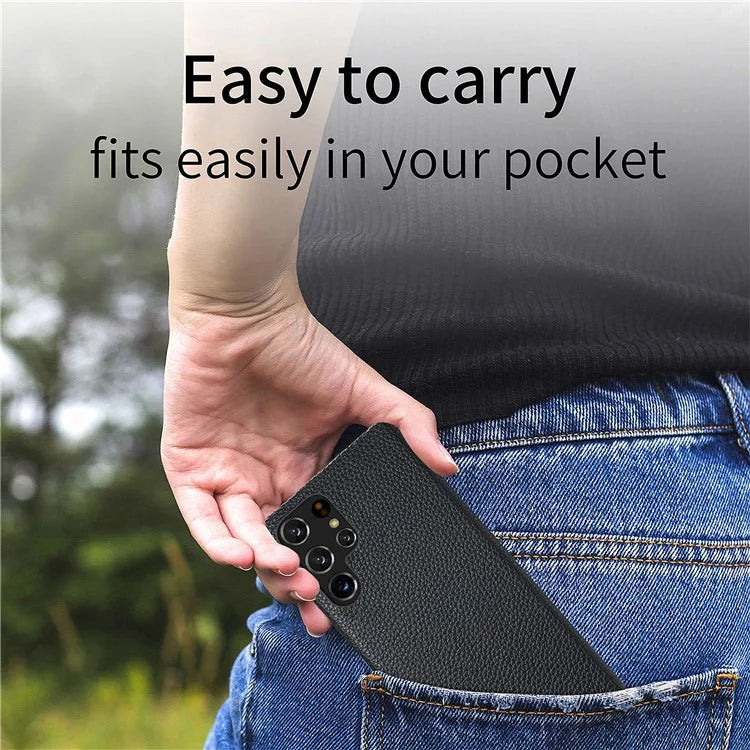 Y1 For Samsung Galaxy S22 Ultra 5G Slim Case Litchi Texture PU+PC Phone Cover