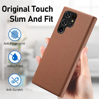 Y1 For Samsung Galaxy S22 Ultra 5G Slim Case Litchi Texture PU+PC Phone Cover
