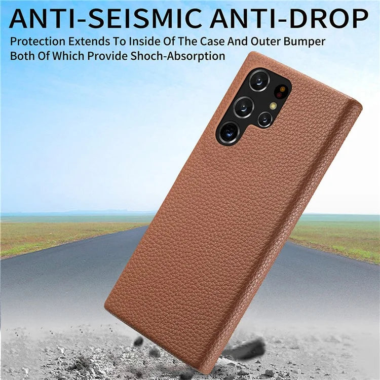 Y1 For Samsung Galaxy S22 Ultra 5G Slim Case Litchi Texture PU+PC Phone Cover