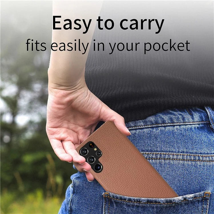 Y1 For Samsung Galaxy S22 Ultra 5G Slim Case Litchi Texture PU+PC Phone Cover