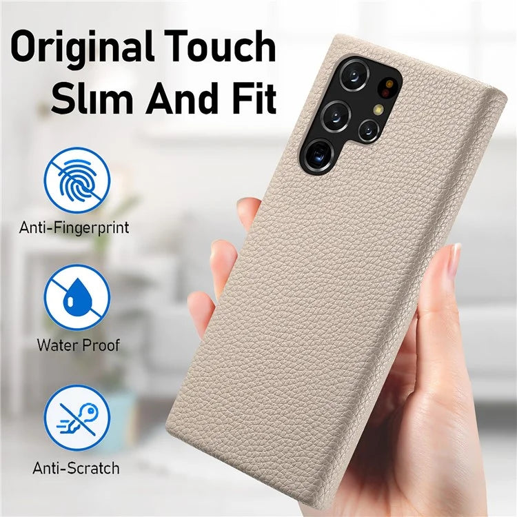 Y1 For Samsung Galaxy S22 Ultra 5G Slim Case Litchi Texture PU+PC Phone Cover
