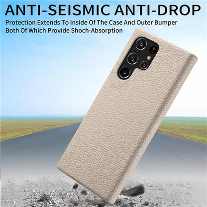 Y1 For Samsung Galaxy S22 Ultra 5G Slim Case Litchi Texture PU+PC Phone Cover