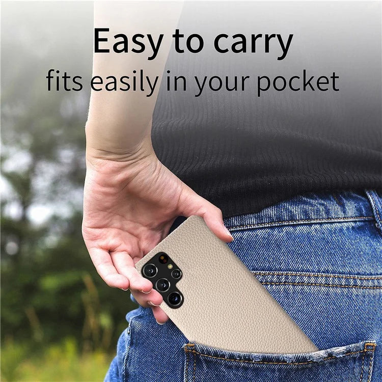 Y1 For Samsung Galaxy S22 Ultra 5G Slim Case Litchi Texture PU+PC Phone Cover