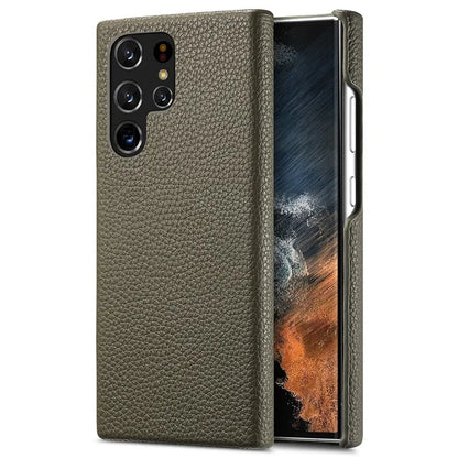 Y1 For Samsung Galaxy S22 Ultra 5G Slim Case Litchi Texture PU+PC Phone Cover