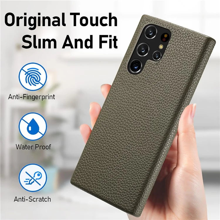 Y1 For Samsung Galaxy S22 Ultra 5G Slim Case Litchi Texture PU+PC Phone Cover