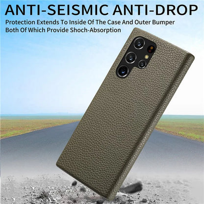 Y1 For Samsung Galaxy S22 Ultra 5G Slim Case Litchi Texture PU+PC Phone Cover