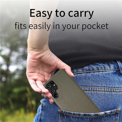 Y1 For Samsung Galaxy S22 Ultra 5G Slim Case Litchi Texture PU+PC Phone Cover