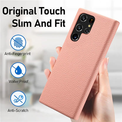 Y1 For Samsung Galaxy S22 Ultra 5G Slim Case Litchi Texture PU+PC Phone Cover