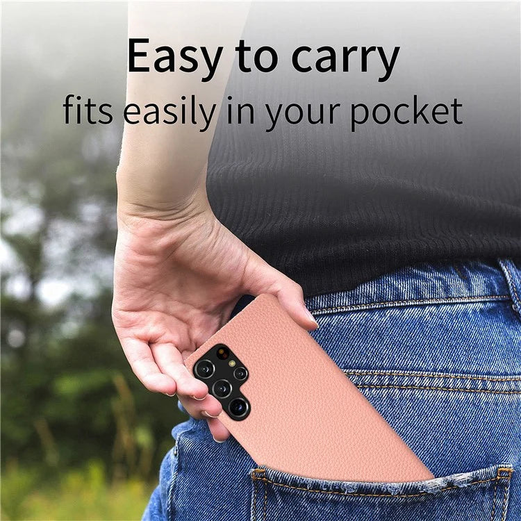 Y1 For Samsung Galaxy S22 Ultra 5G Slim Case Litchi Texture PU+PC Phone Cover