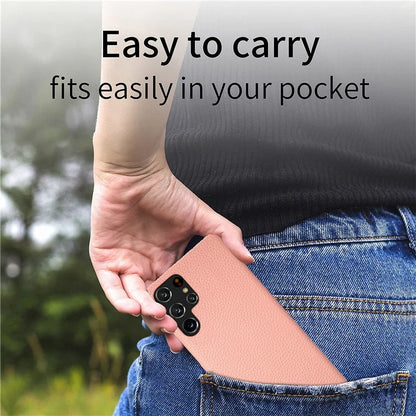 Y1 For Samsung Galaxy S22 Ultra 5G Slim Case Litchi Texture PU+PC Phone Cover