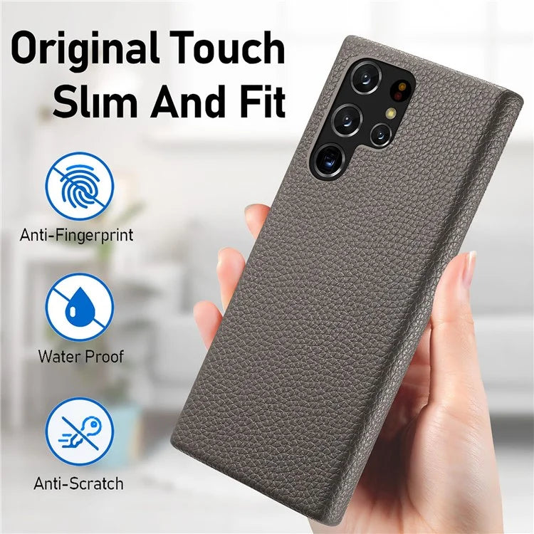 Y1 For Samsung Galaxy S22 Ultra 5G Slim Case Litchi Texture PU+PC Phone Cover