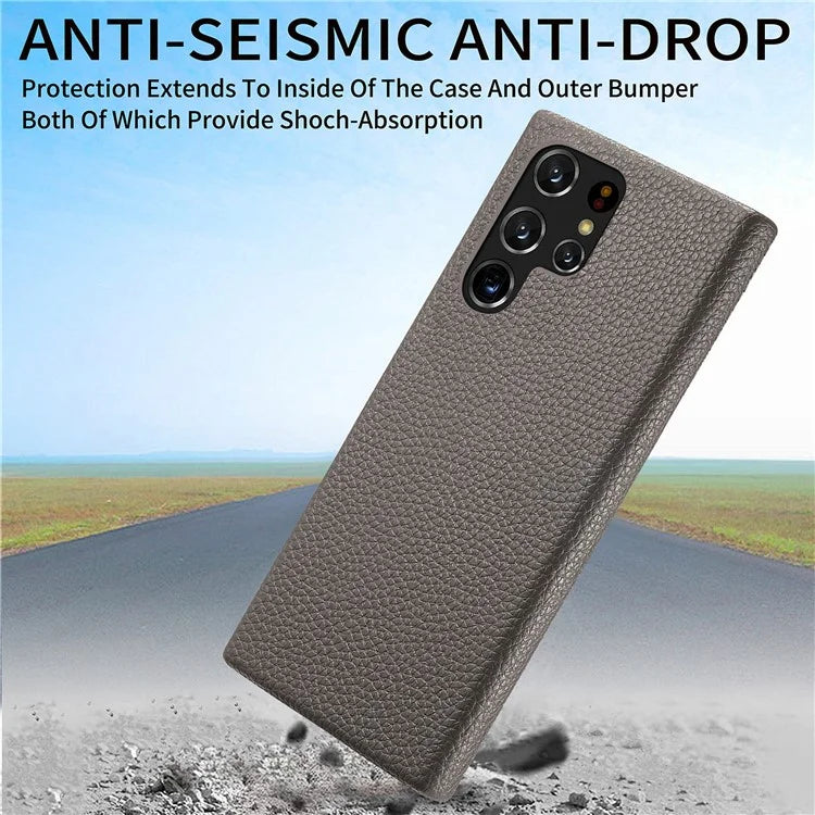 Y1 For Samsung Galaxy S22 Ultra 5G Slim Case Litchi Texture PU+PC Phone Cover