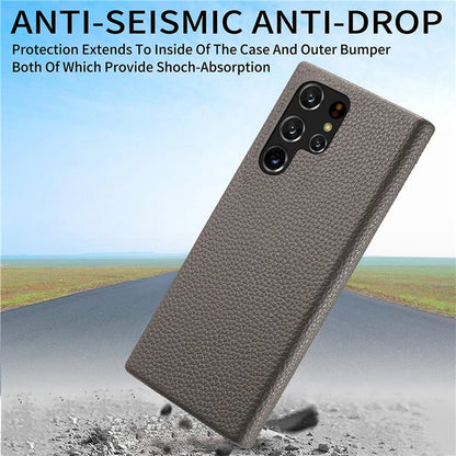 Y1 For Samsung Galaxy S22 Ultra 5G Slim Case Litchi Texture PU+PC Phone Cover