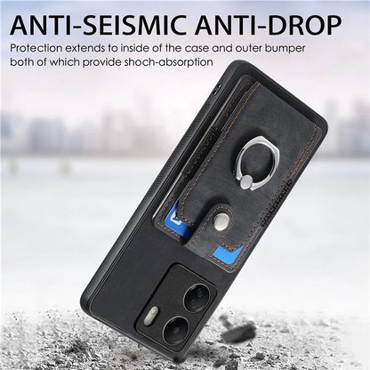 D2 Retro Phone Cover for Xiaomi Redmi 13C 4G / Poco C65 4G Case PU Leather+TPU Kickstand Phone Shell