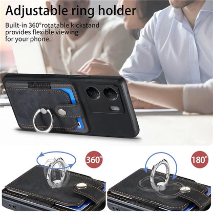 D2 Retro Phone Cover for Xiaomi Redmi 13C 4G / Poco C65 4G Case PU Leather+TPU Kickstand Phone Shell