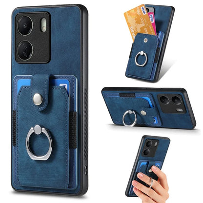 D2 Retro Phone Cover for Xiaomi Redmi 13C 4G / Poco C65 4G Case PU Leather+TPU Kickstand Phone Shell