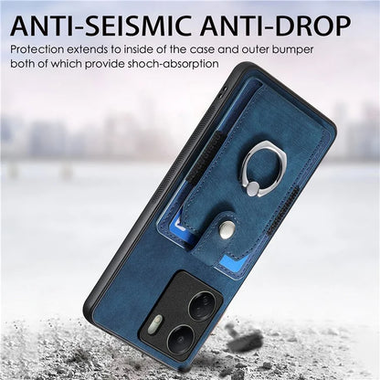 D2 Retro Phone Cover for Xiaomi Redmi 13C 4G / Poco C65 4G Case PU Leather+TPU Kickstand Phone Shell