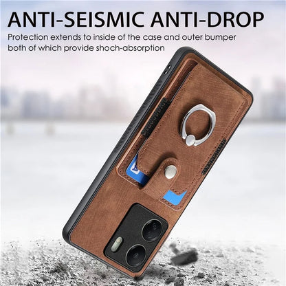 D2 Retro Phone Cover for Xiaomi Redmi 13C 4G / Poco C65 4G Case PU Leather+TPU Kickstand Phone Shell