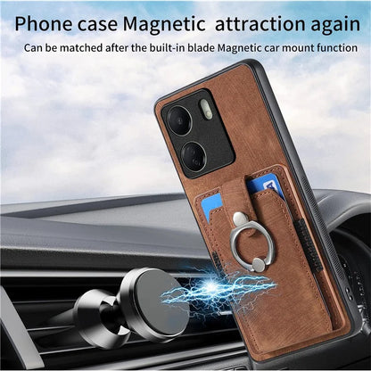 D2 Retro Phone Cover for Xiaomi Redmi 13C 4G / Poco C65 4G Case PU Leather+TPU Kickstand Phone Shell