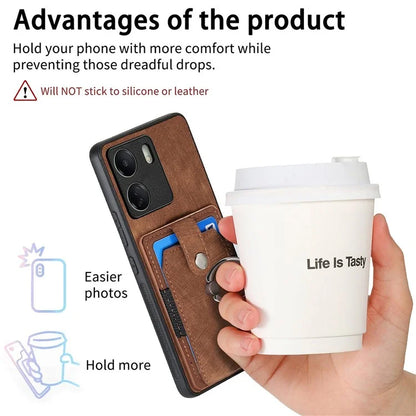 D2 Retro Phone Cover for Xiaomi Redmi 13C 4G / Poco C65 4G Case PU Leather+TPU Kickstand Phone Shell